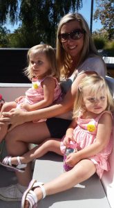 mommy and blond twin girls