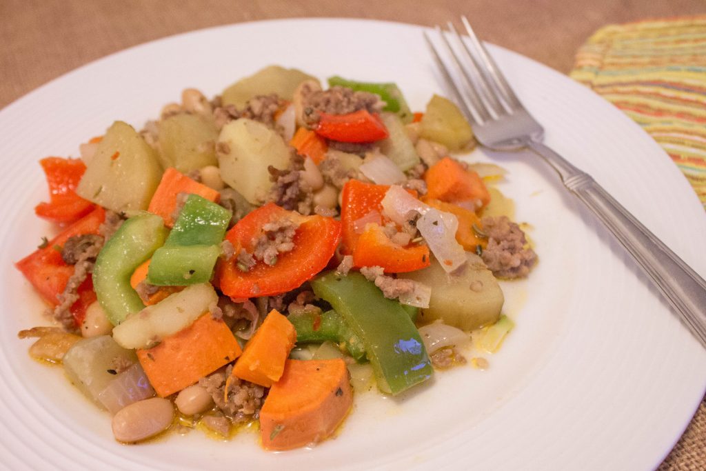 italian sausage, potatoes and vegetables bake recipe
