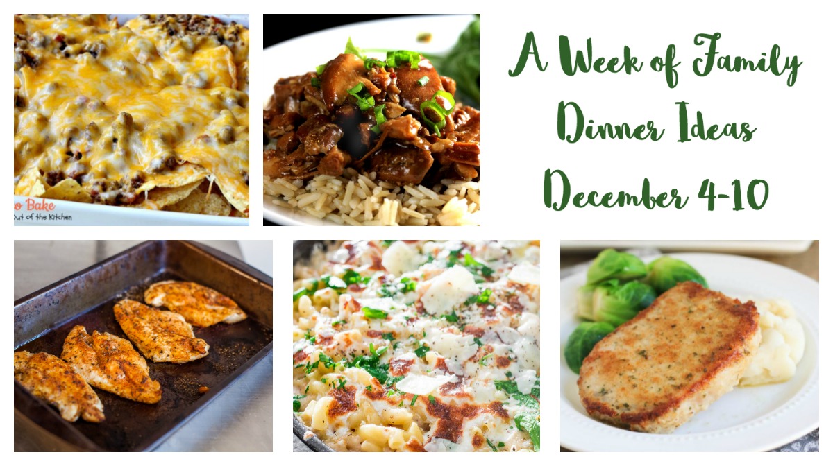 A week of family dinner ideas for the first week december 